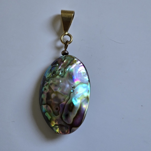Abalone Shell Pendant Puffed Oval Jewelry - Picture 2 of 13